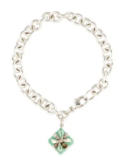Pre-owned Tiffany & Co Enamel Present Charm Bracelett, 6.75" In Multi