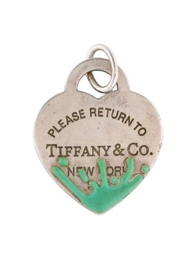 Pre-owned Tiffany & Co Enamel Return To Tiffany® Splash Heart Tag Charm In Blue