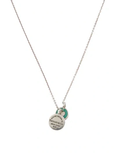 Pre-owned Tiffany & Co Enamel Round Double Tag Necklace, 18" In Multi