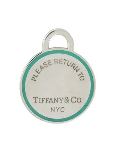 Pre-owned Tiffany & Co Enamel Round Tag Charm, 1.25" In Blue