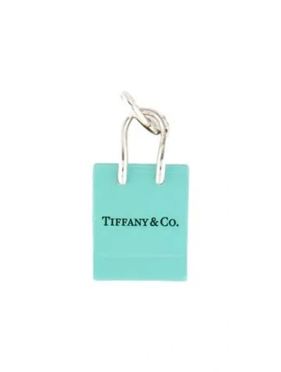 Pre-owned Tiffany & Co Enamel Shopping Bag Charm In Blue