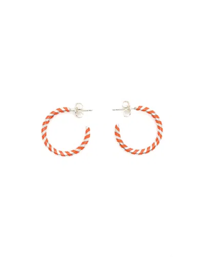 Pre-owned Tiffany & Co Enamel Twist Silver Hoop Earring In Orange