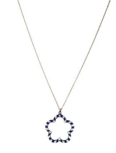 Pre-owned Tiffany & Co Enamel Venezia Palina Flower Pendant Necklace, 18" In Multicolor
