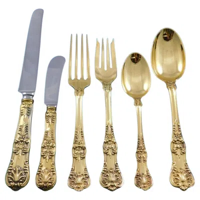 Pre-owned Tiffany & Co English King Gold By  Sterling Silver Flatware Set 8 Service 48 Pcs