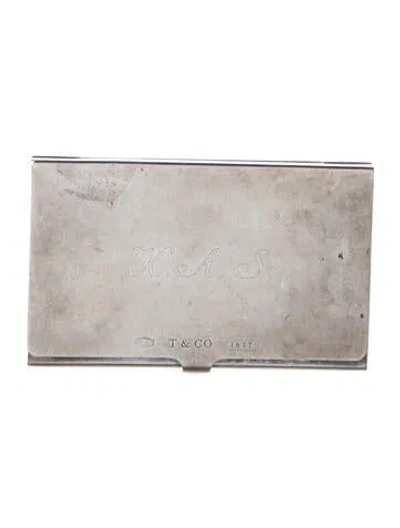 Pre-owned Tiffany & Co Engraved Card Holder In Silver