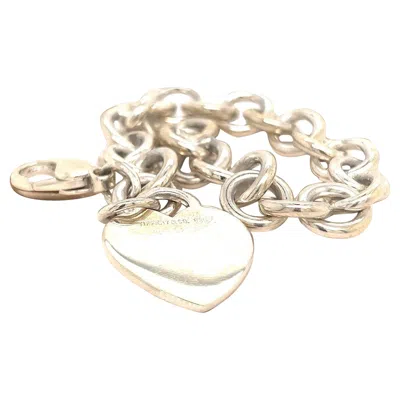 Pre-owned Tiffany & Co Estate Heart Bracelet 7.5" Sterling Silver In Multi