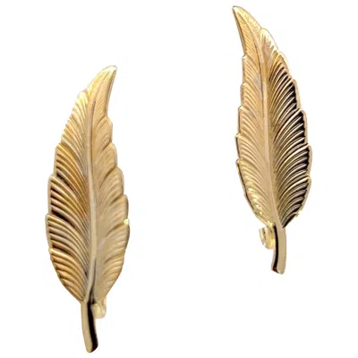 Pre-owned Tiffany & Co Estate Leaf Earrings Clip-on 14k Gold Plated In Multi