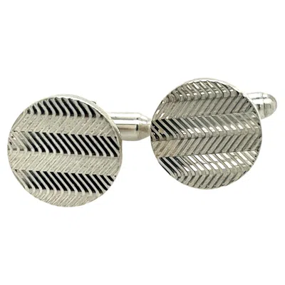 Pre-owned Tiffany & Co Estate Mens Chevron Circle Cufflinks Sterling Silver In Multi