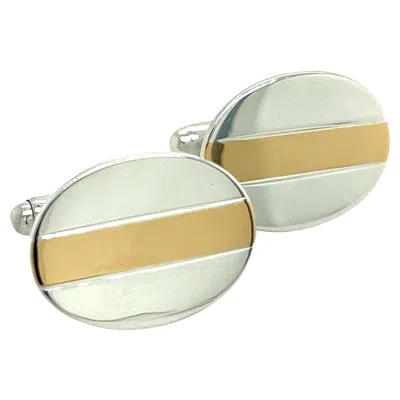 Pre-owned Tiffany & Co Estate Oval Cufflinks 18k Yg + Sterling Silver In Multi