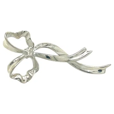 Pre-owned Tiffany & Co Estate Ribbon Brooch Pin Sterling Silver In Multi