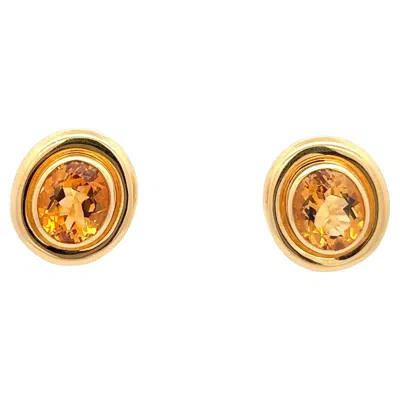 Pre-owned Tiffany & Co Estate . Oval Cut Citrine Earrings 18k Yellow Gold