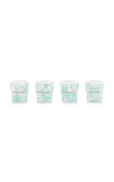 Tiffany & Co . - Exclusive Set-of-four China Espresso Cups - Blue