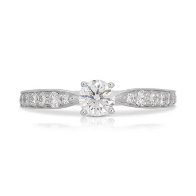 Pre-owned Tiffany & Co Exquisite . 0.40ct Pave Natural Diamond Ring In 18k White Gold