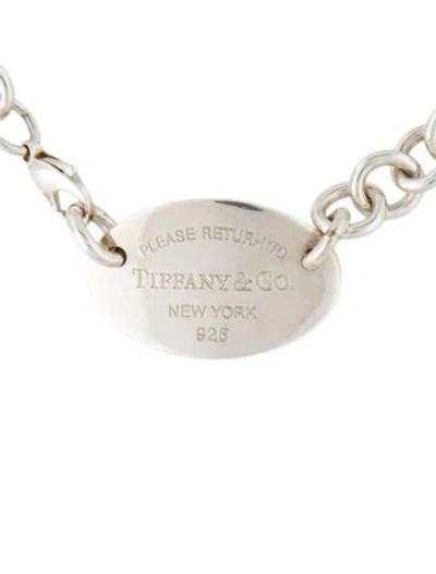 Pre-owned Tiffany & Co Extra Large Oval Tag Necklace, 16" In Multi