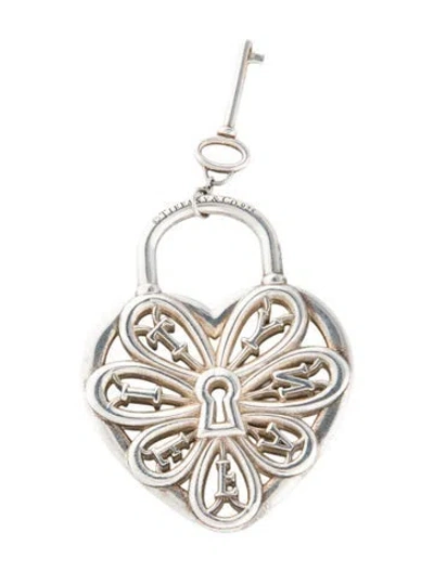 Pre-owned Tiffany & Co Filigree Heart Key Pendant, 1.5" In Multi