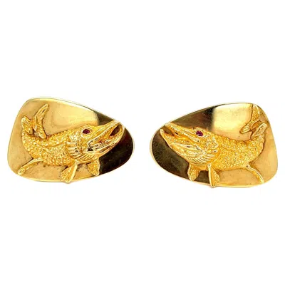 Pre-owned Tiffany & Co . Fish Gold Cufflinks In Multi