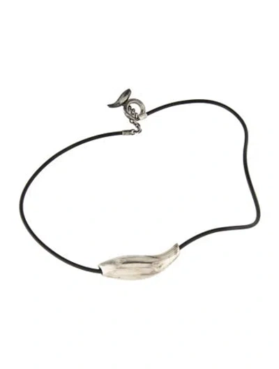 Pre-owned Tiffany & Co Fish Pendant Necklace, 15" In Black