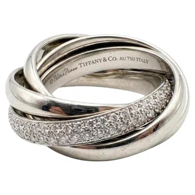 Pre-owned Tiffany & Co . Five Band Ring In 18k White Gold With Pav� Diamond Band