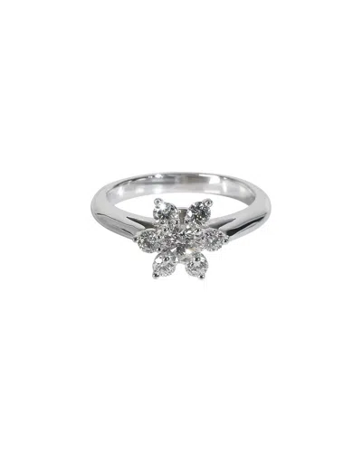 Tiffany & Co . Flower Platinum 0.48 Ct. Tw. Diamond Ring (authentic Pre-loved) In Silver