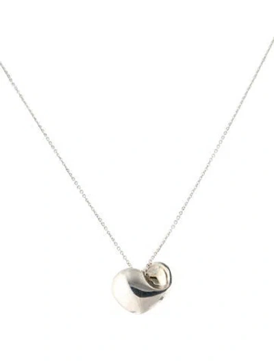 Pre-owned Tiffany & Co Folded Heart Necklace, 18" In Multi