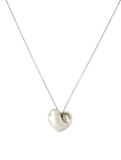 Pre-owned Tiffany & Co Folded Heart Pendant Necklace, 16.5" In Multi