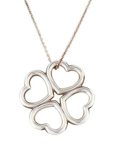 Pre-owned Tiffany & Co Four Hearts Clover Pendant Necklace, 18" In Multi