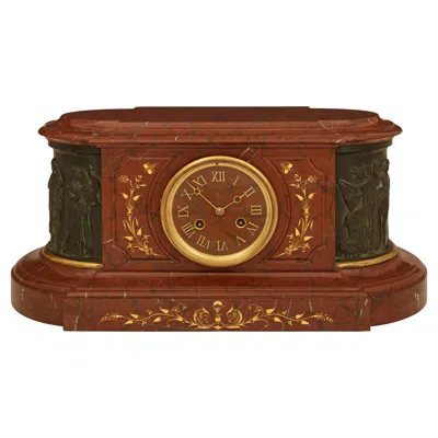 Pre-owned Tiffany & Co French 19th Century Louis Xvi St. Marble, Patinated Bronze And Ormolu Clock In Gold