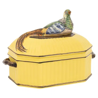 Pre-owned Tiffany & Co . French Ceramic Pheasant Motif Tureen In Orange