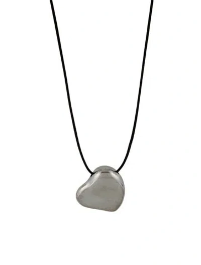 Pre-owned Tiffany & Co Full Heart Pendant, 34" In Black