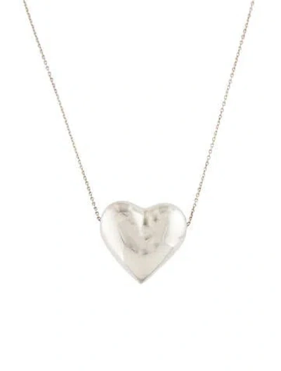 Pre-owned Tiffany & Co Full Puffy Heart Pendant Necklace, 18.5" In Multi
