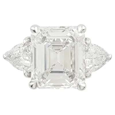 Pre-owned Tiffany & Co . Gia Certified 2.25 Carat Emerald Cut Diamond Platinum Ring In Green