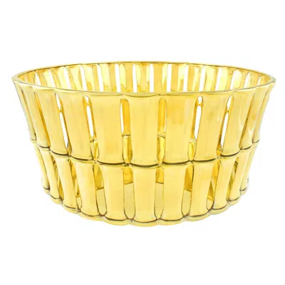 Pre-owned Tiffany & Co . Gilded Sterling Bamboo Pattern Centerpiece In Orange