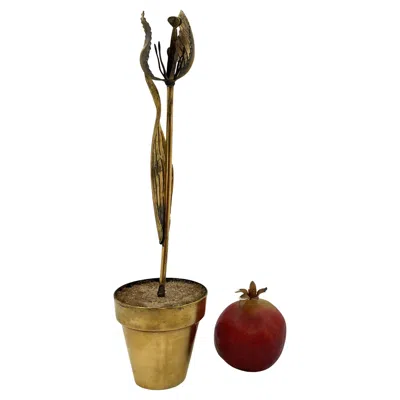 Pre-owned Tiffany & Co . Gilt Sterling Silver Flower In A Pot In Brown