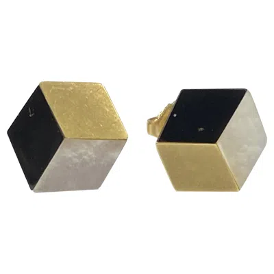 Pre-owned Tiffany & Co . Gold And Stone Inlay Illusion Earrings In Multi
