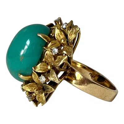 Pre-owned Tiffany & Co Gold And Turquoise Ring In Black