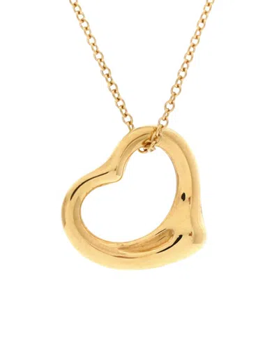 Tiffany & Co . Gold Elsa Peretti Open Heart Pendant Necklace (authentic Pre-  Loved)