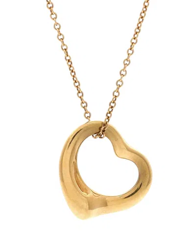 Tiffany & Co . Gold Elsa Peretti Open Heart Pendant Necklace (authentic Pre-  Loved)