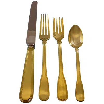 Pre-owned Tiffany & Co Hamilton Gold By . Sterling Silver Flatware Set Service 6 Vermeil