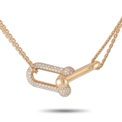 Tiffany & Co Hardwear 18k Rose Gold 0.74ct Diamond Double Link Large Pendant Necklace Ti07-060326 In Silver