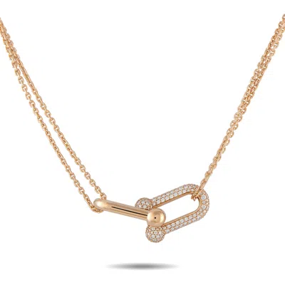 Tiffany & Co Hardwear 18k Rose Gold 0.74ct Diamond Double Link Large Pendant Necklace Ti07-060326
