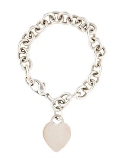 Pre-owned Tiffany & Co Heart Charm Link Bracelet, 6.75" In Multi