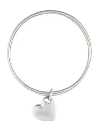 Pre-owned Tiffany & Co Heart Charm Triple Bangle Bracelet, 7.5" In Multi