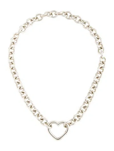 Pre-owned Tiffany & Co Heart Clasp Link Necklace, 16" In Multicolor