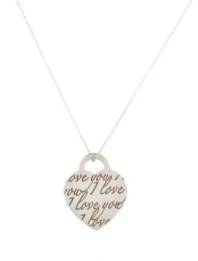 Pre-owned Tiffany & Co Heart 'i Love You" Notes Pendant Necklace, 20" In Multi