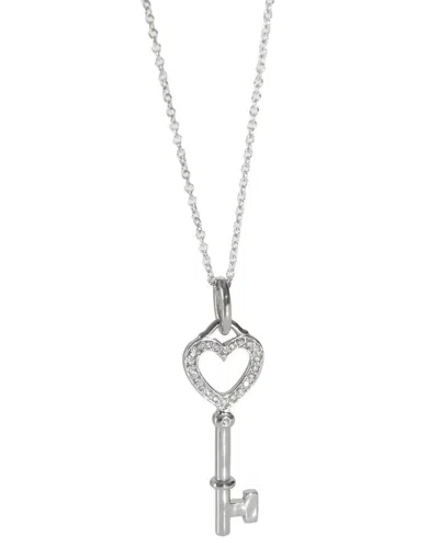 Tiffany & Co . Heart Key 18k 0.16 Ct. Tw. Diamond Pendant (authentic Pre-loved) In Metallic