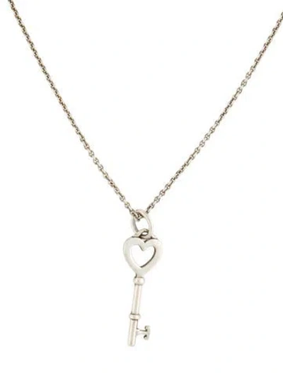 Pre-owned Tiffany & Co Heart Key Pendant Necklace, 16" In Multi