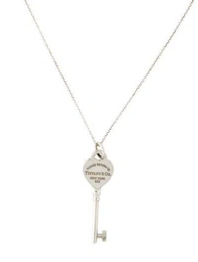 Pre-owned Tiffany & Co Heart Key Pendant Necklace, 16" In Multi