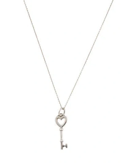 Pre-owned Tiffany & Co Heart Key Pendant Necklace, 18" In Multi