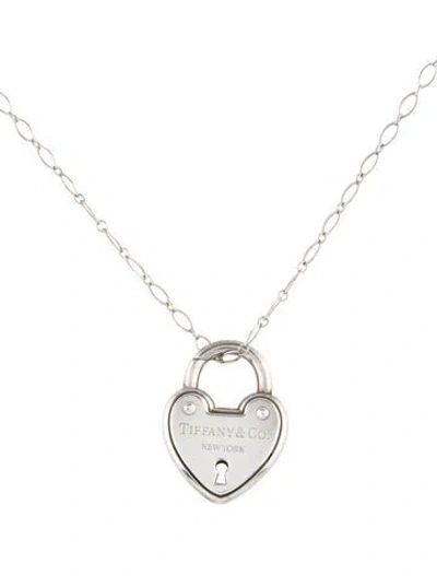 Pre-owned Tiffany & Co Heart Lock Pendant Necklace, 18" In Multi