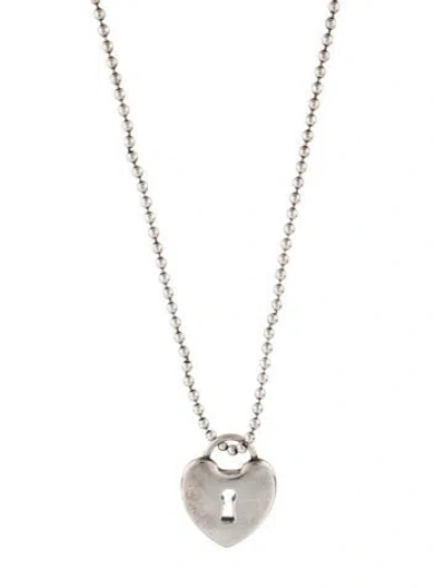 Pre-owned Tiffany & Co Heart Lock Pendant Necklace, 30" In Multi
